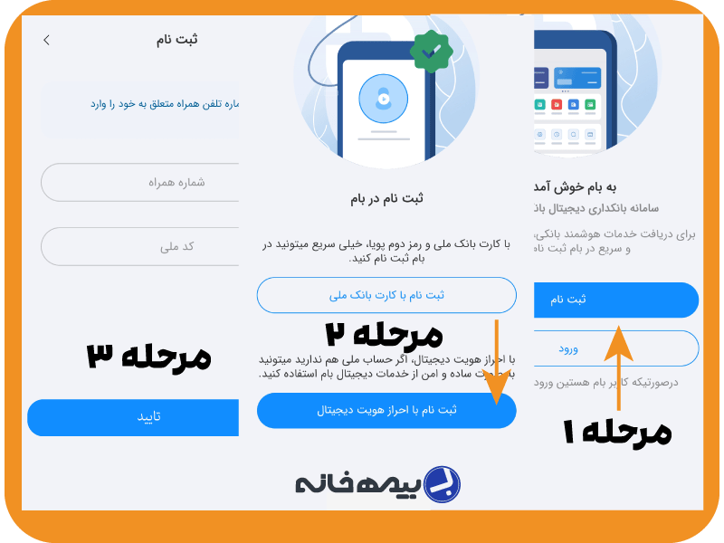 مراحل ثبت نام در سامانه بام