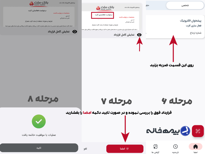 امضای قرارداد جهت فعال سازی کارت بانک ملت